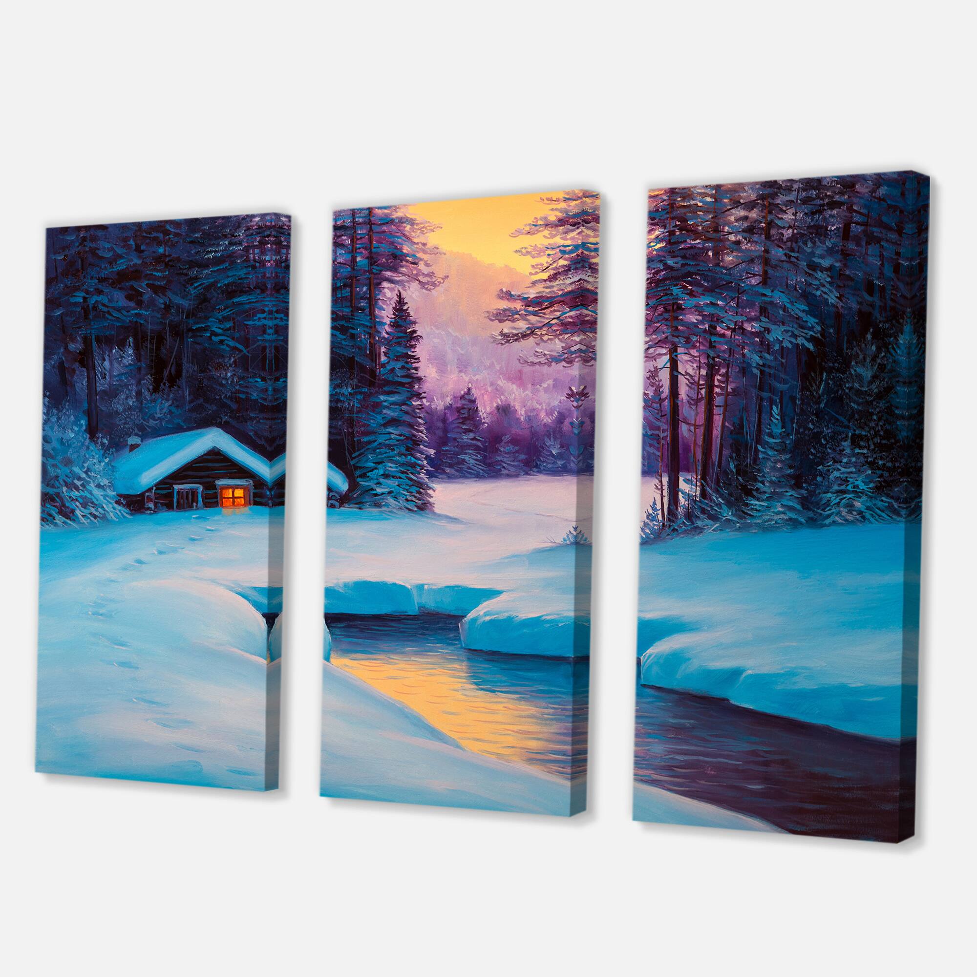 Designart - Old Cabin In Winter Forest II